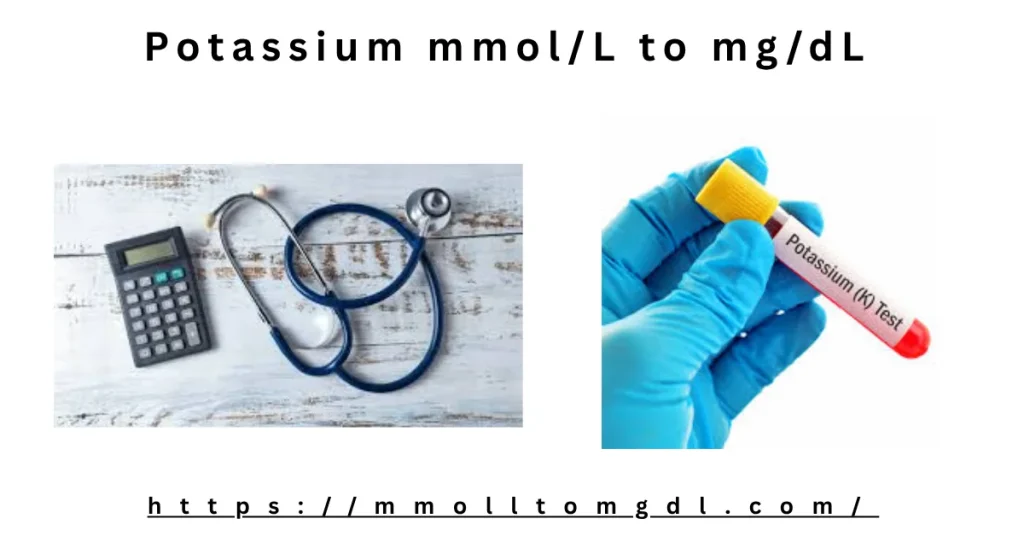Potassium mmol to mg and mmol/L to mg/dL converter