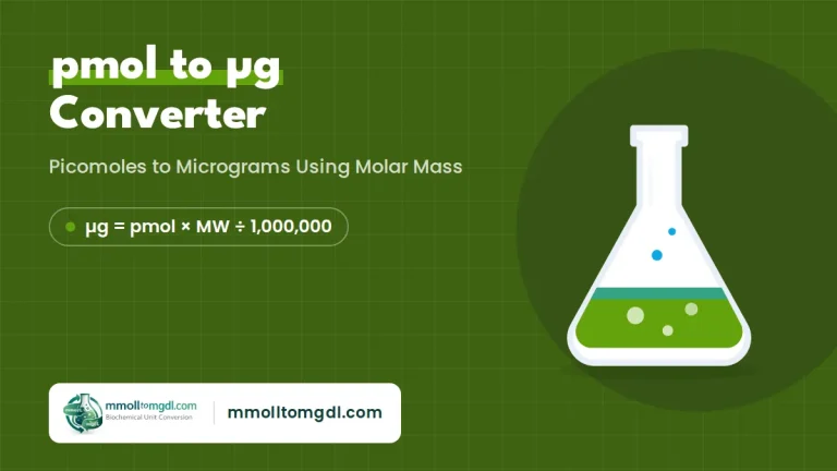 pmol to ug Converter – Picomoles to Micrograms Using Molar Mass